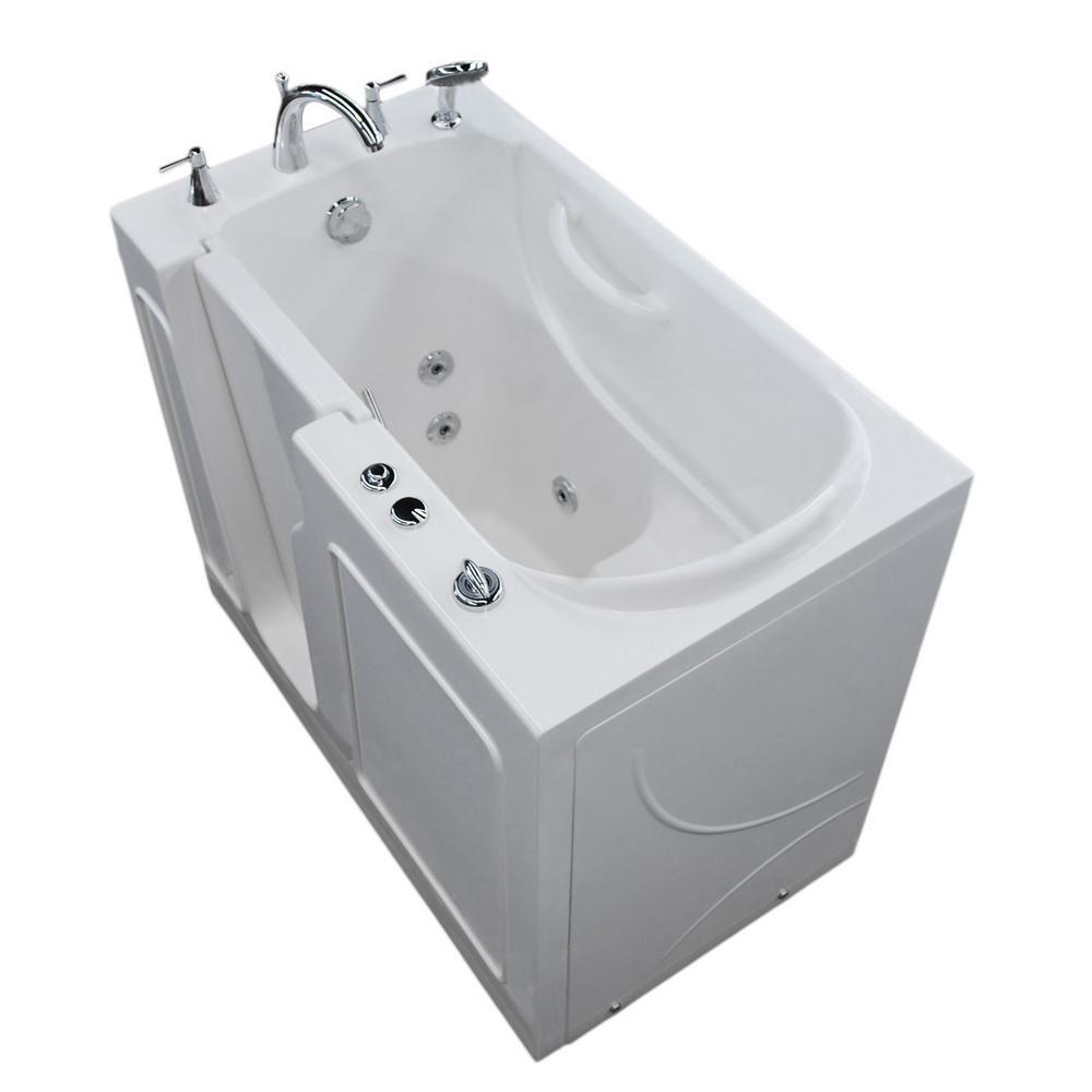 Nova Heated 45.75 in. Walk-In Whirlpool Bathtub in White with 1.28 GPF Single Flush Toilet - Super Arbor