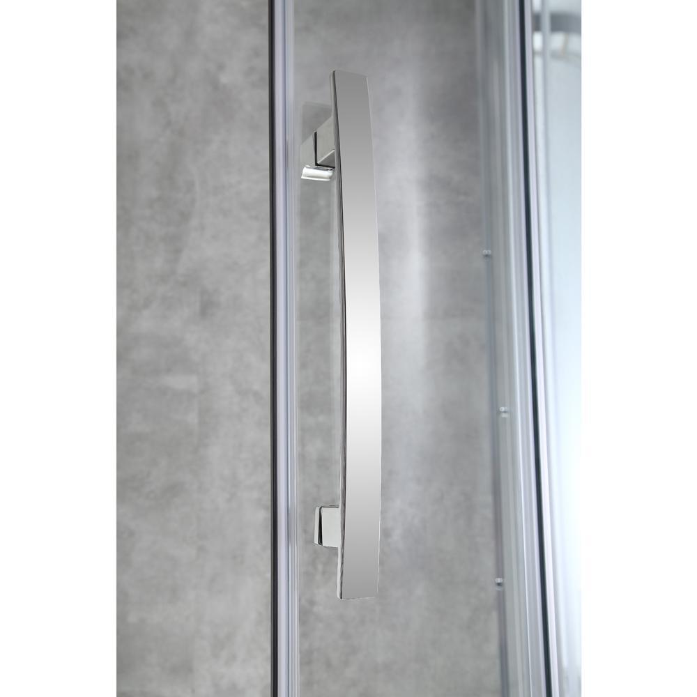 Maia 36 in. x 72.80 in. Semi-Frameless Sliding Corner Shower Door in Chrome with 36 in. x 36 in. Base in White - Super Arbor