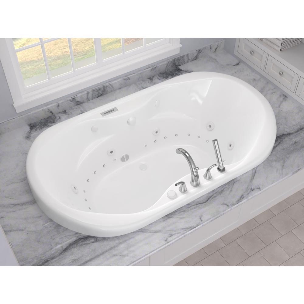 Ruby Diamond Series 5.9 ft. Center Drain Rectangular Drop-in Whirlpool and Air Bath Tub in White - Super Arbor