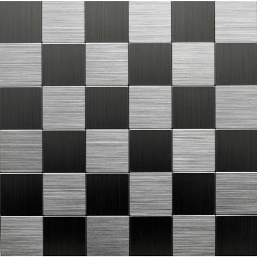 Instant Mosaic 6-Pack White and Brushed Stainless 12-in x 12-in Multi-Finish Metal Versailles Mosaic Peel & Stick Tile - Super Arbor