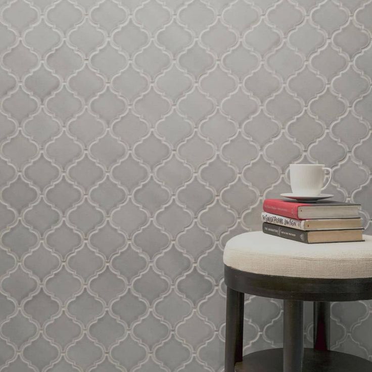 MSI Dove Gray Arabesque 10-1/2 in. x 15-1/2 in. x 8 mm Glossy Ceramic Mesh-Mounted Mosaic Wall Tile (11.7 sq. ft. / case)