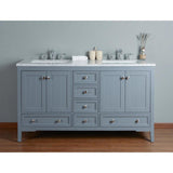 Stufurhome 60-in White Double Sink Bathroom Vanity with Carrara White Natural Marble Top - Super Arbor