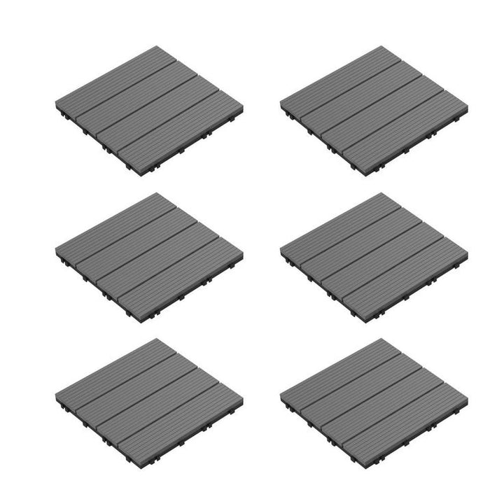Pure Garden 12 in. x 12 in. Outdoor Interlocking Slat Polypropylene Patio and Deck Tile Flooring in Dark Gray (Set of 6)