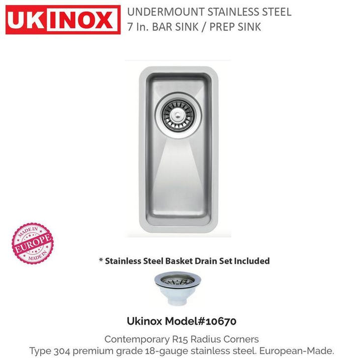 Undermount Stainless Steel 8 in. Single Bowl Bar Sink