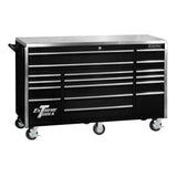 72 in. 17-Drawer Professional Roller Cabinet with Stainless Steel Work Surface in Blue - Super Arbor