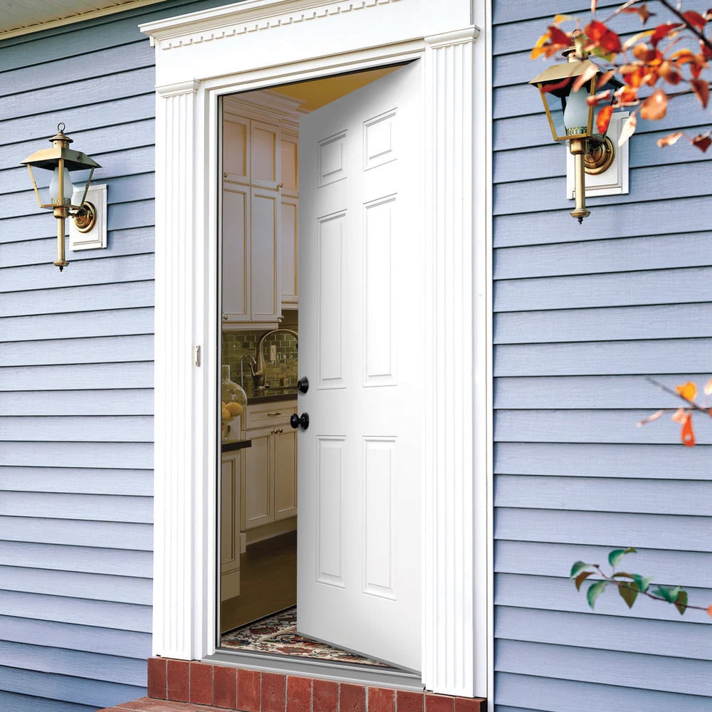 JELD-WEN 32x74 Steel prehung entry door, Right-hand inswing, Primed – vignette view 3