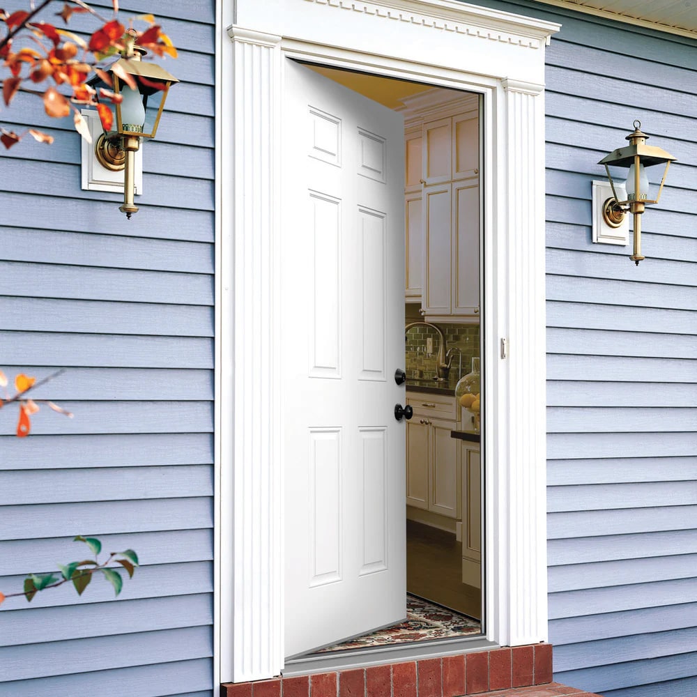 JELD-WEN 32x74 Steel prehung entry door, Left-hand inswing, Primed – creative view 3