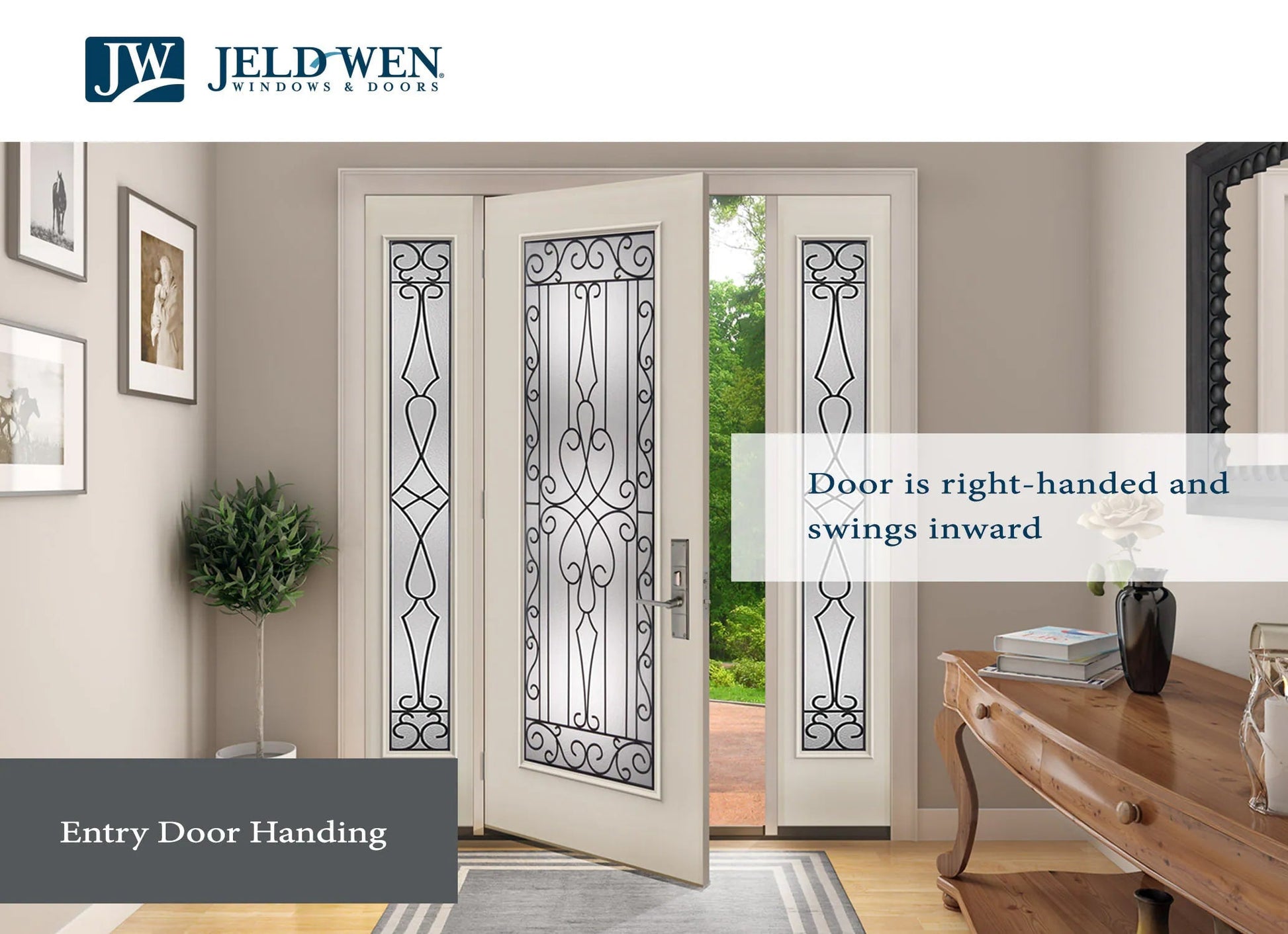 JELD-WEN 32x74 Steel prehung entry door, Right-hand inswing, Primed – infographics view 4