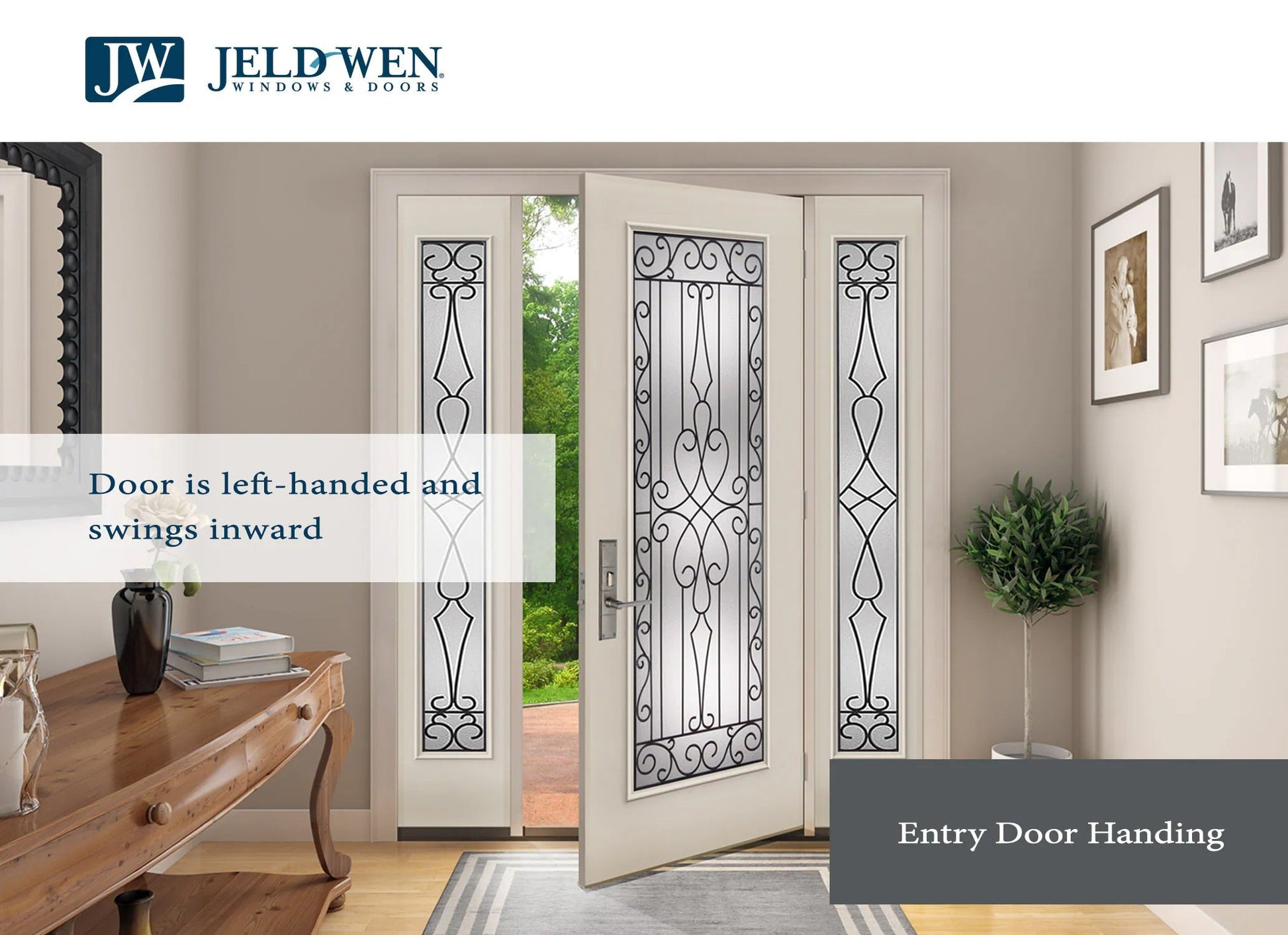 JELD-WEN 32x74 Steel prehung entry door, Left-hand inswing, Primed – infographics view 4