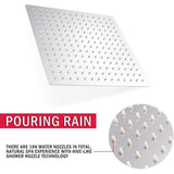 3-Spray Patterns 12 in. Ceiling Mount Rainfall Fixed Shower Head with Silicone Nozzle in Chrome - Super Arbor