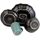 Mystic Waves 16-Piece Modern Blue Stoneware Dinnerware Set (Service for 4)