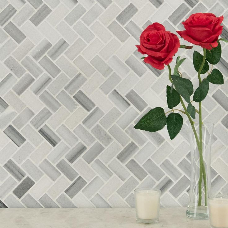 MSI Bergamo Herringbone 12 in. x 12 in. x 10 mm Polished Marble Mesh-Mounted Mosaic Tile (10 sq. ft. / case)