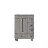 Eviva Happy 24 in. W x 18 in. D x 34 in. H Gray Bathroom Vanity with White Carrara Marble Top and White Undermount Sink
