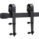 6 Ft Interior Black Steel Single Sliding Barn Closet Door Hardware Track System Kit Set