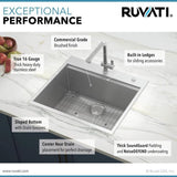 25 x 22 in. Workstation Drop-In Tight Radius Topmount 16-Gauge Stainless Steel Ledge Kitchen Sink Single Bowl