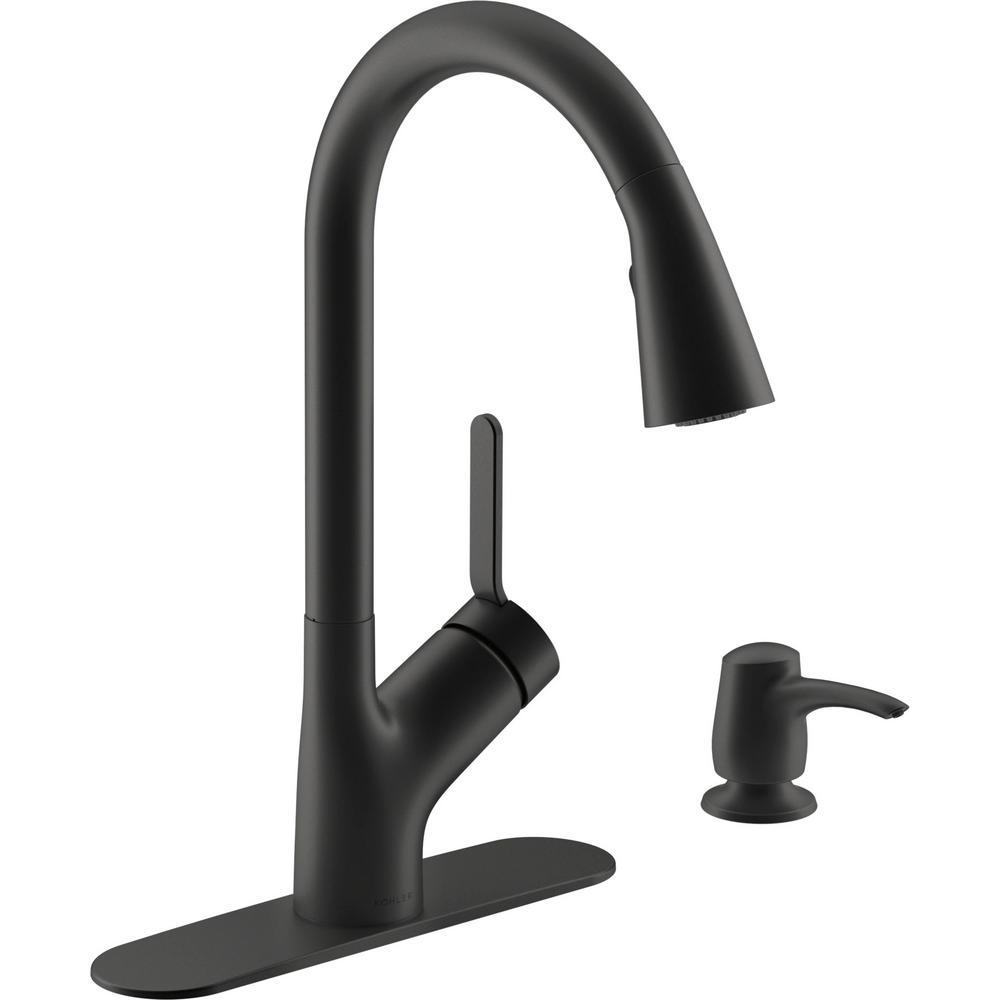 Setra Single-Handle Touchless Pull-Down Sprayer Kitchen Faucet in Matte Black - Super Arbor