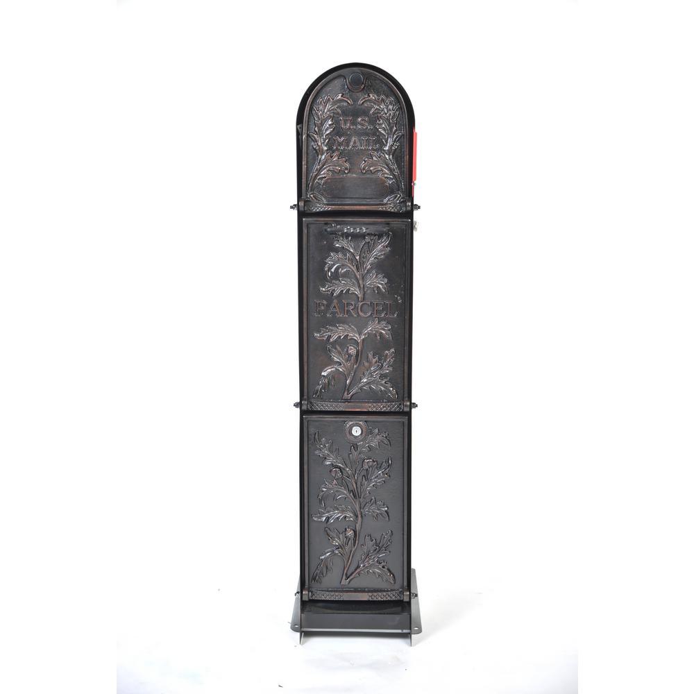 Climbing Leaf 3-Door Front Access Lockable Ground Mount Mailbox in Silver Pewter - Super Arbor