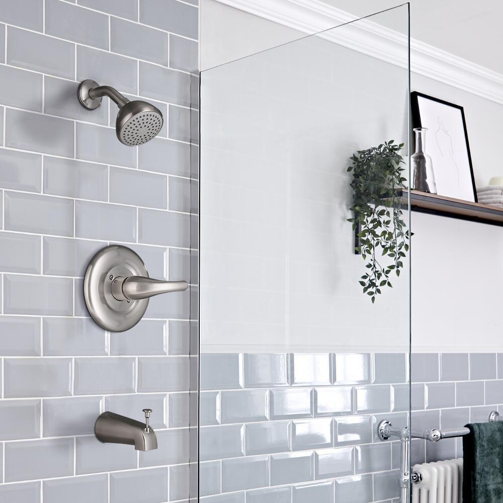 6-7/8 in. Brass 1-Spray Patterns Wall Mount Shower Head in Brushed Nickel - Super Arbor