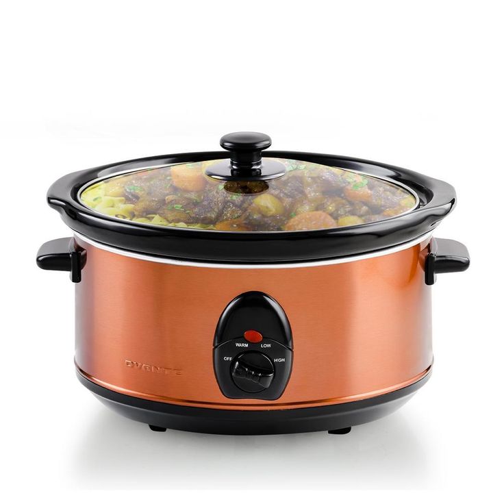 3.7 Qt. Stainless Steel Electric Slow Cooker with Heat-Tempered Glass Lid, Adjustable Temperature Control, (SLO35ABR)