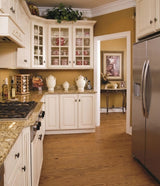 allen + roth Pine Honey hardwood flooring — installed room view