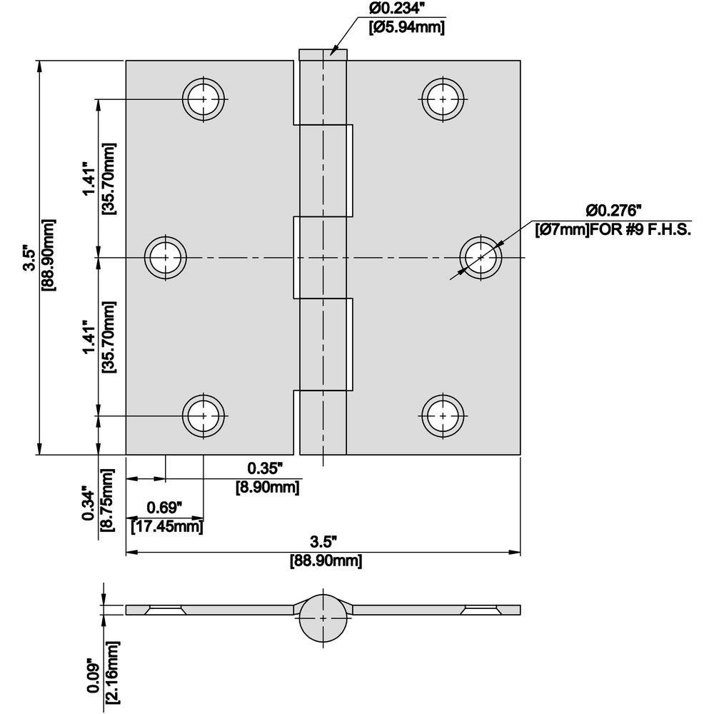 3-1/2 in. x 3-1/2 in. Oil-Rubbed Bronze Square Corner Door Hinge - Super Arbor