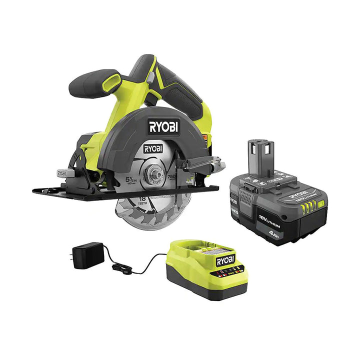 RYOBI 18-Volt ONE+ Cordless 5-1/2 in. Circular Saw Kit with 4.0 Ah Lithium-Ion Battery and 18V Charger