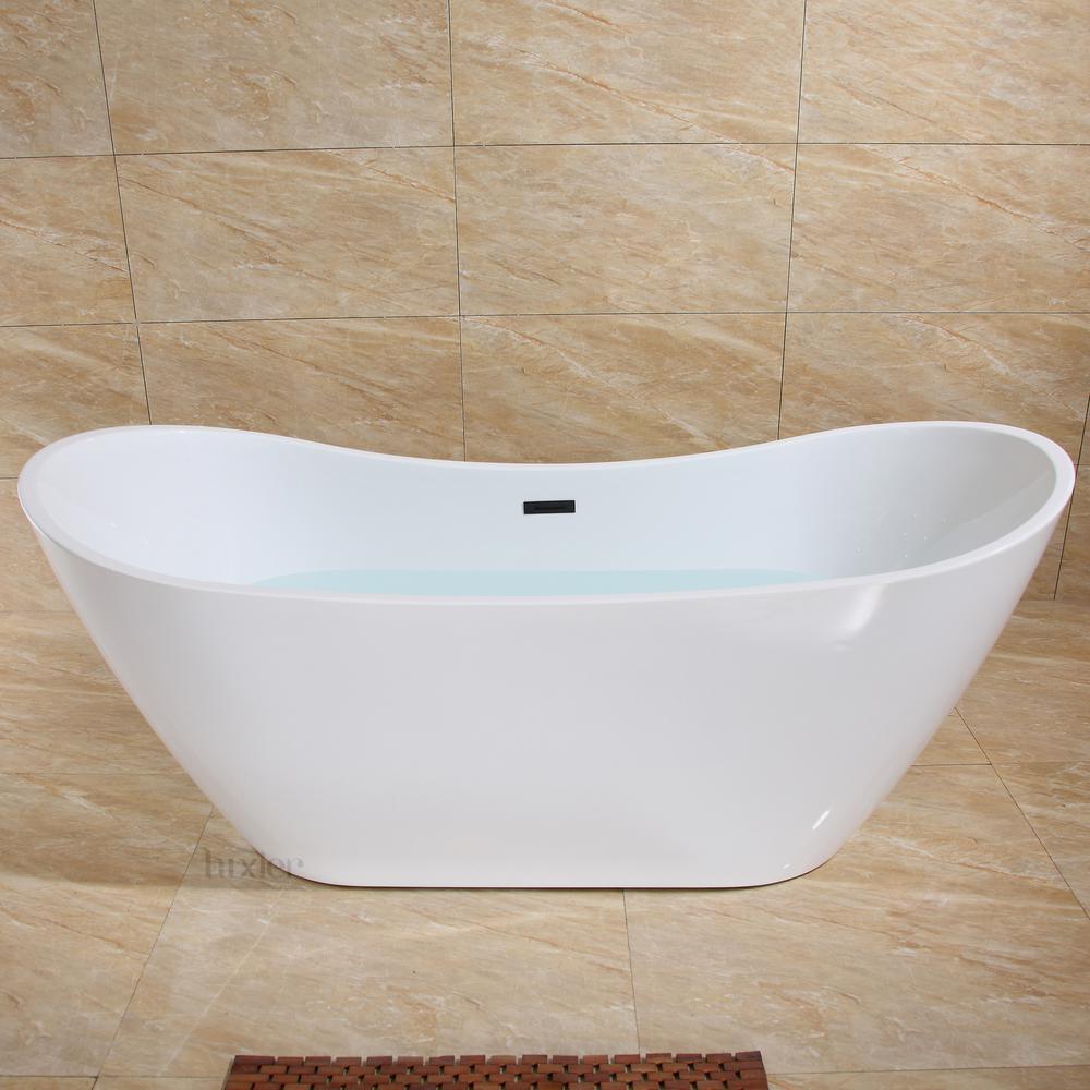70 in. Luxury Acrylic Flatbottom Soaking Bathtub Spa in White with Oil Rubbed Bronze Trim - Super Arbor