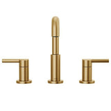 Nicoli J-Spout 8 in. Widespread Double-Handle Bathroom Faucet in Matte Black/Champagne Bronze