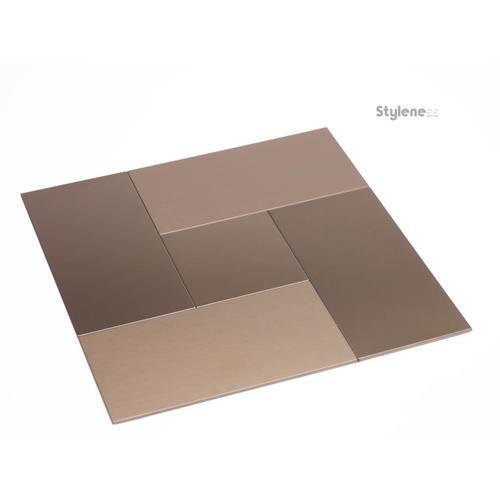Eznox combi 9-Pack Copper Brushed Stainless Steel Peel & Stick Tile - Super Arbor