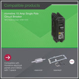 Square D Homeline 15-Amp 1-Pole Standard Trip Circuit Breaker
