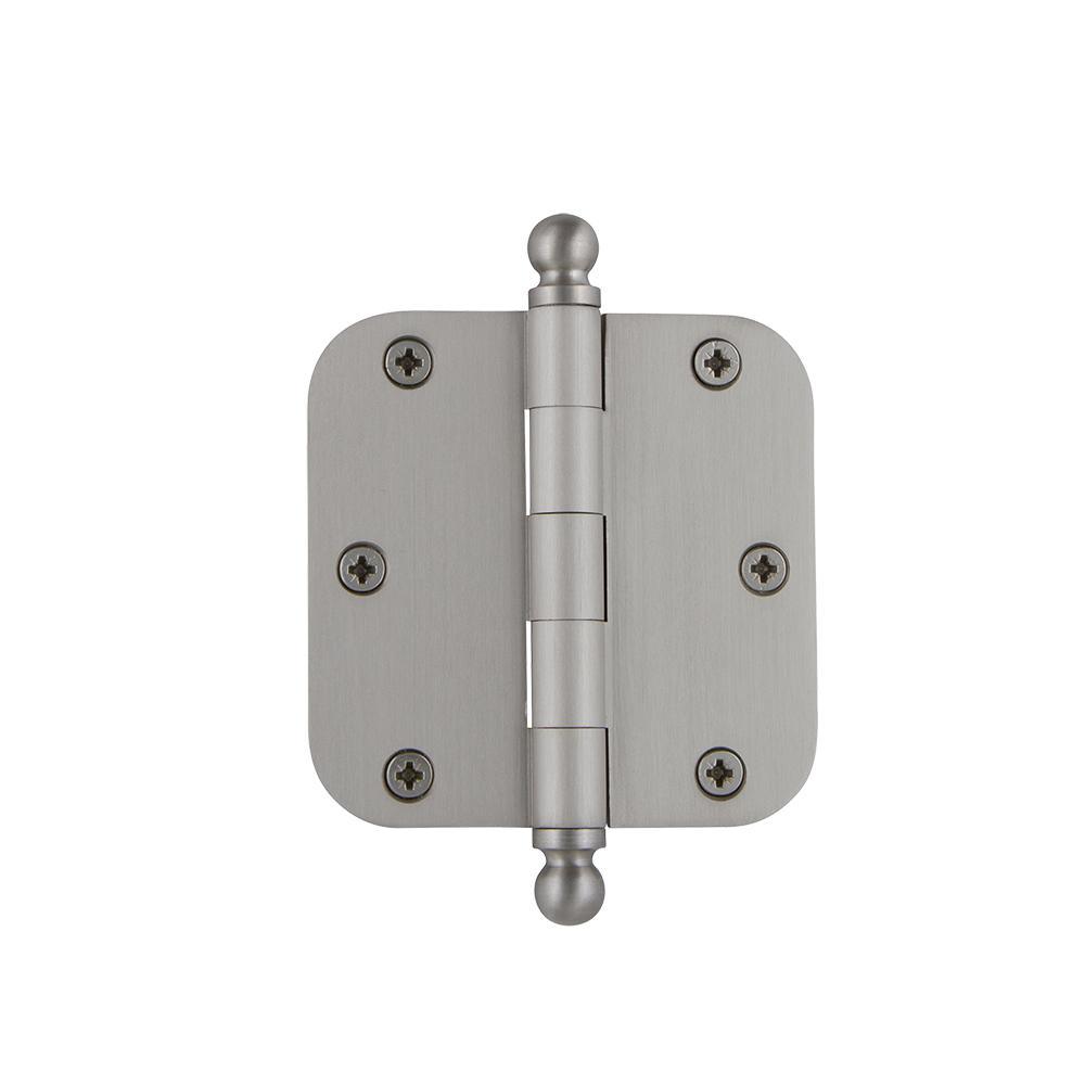 Nostalgic Warehouse 3.5 in. Antique Pewter Ball Tip Residential Hinge with 5/8 in. Radius Corners - Super Arbor