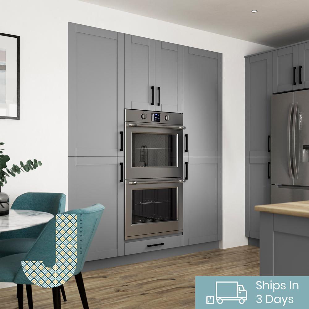 Shaker Assembled 36 in. x 34.5 in. x 24 in. Corner Base Cabinet with Lazy Susan Turn Table Accessory in Gray - Super Arbor