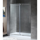Leon 60 in. x 76 in. Frameless Sliding Shower Door in Brushed Nickel with Handle - Super Arbor