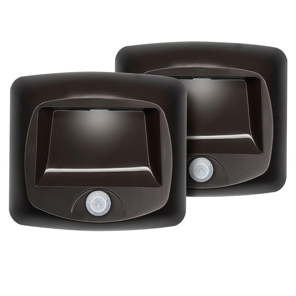 Outdoor 35 Lumen Battery Powered Motion Activated Integrated LED Step/Deck/Stair Light, Brown (2-Pack) - Super Arbor
