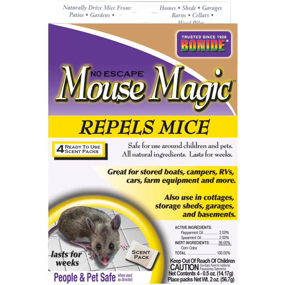 Bonide Mouse Magic Ready-to-Use Scent Pouches, 12 Pack – Natural Mouse Repellent