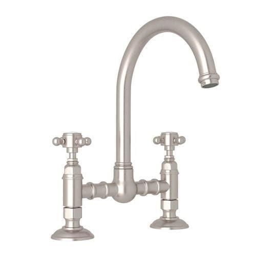 Rohl Italian Kitchen San Julio Satin Nickel 2-Handle Deck-Mount Bridge Handle Kitchen Faucet