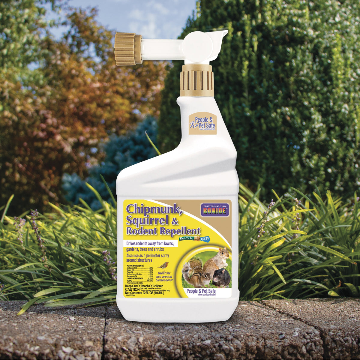 Bonide Animal Repellent Liquid for Chipmunks & Squirrels, Ready-to-Spray, 32 oz