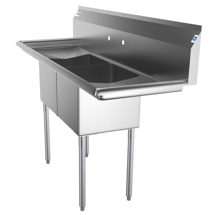 Freestanding Stainless Steel 60 in. 2-Hole Double Bowl Commercial Kitchen Sink