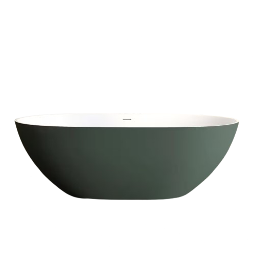 Eaton 65 in. x 30 in. Stone Resin Solid Surface Matte Flatbottom Freestanding Soaking Bathtub in Green