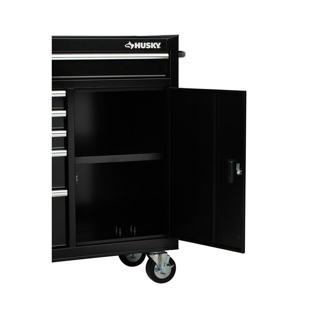 61 in. W 10-Drawer 1-Door Combination Tool Chest and Rolling Cabinet Set in Gloss Black