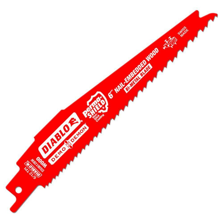 6 in. 6/12 TPI Demo Demon Nail-Embedded Wood Cutting Reciprocating Saw Blade (15-Pack) - Super Arbor