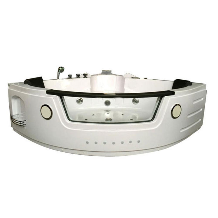 Angelica with Heater 55 in. Acrylic Center Drain Corner Alcove Whirlpool Bathtub in White - Super Arbor