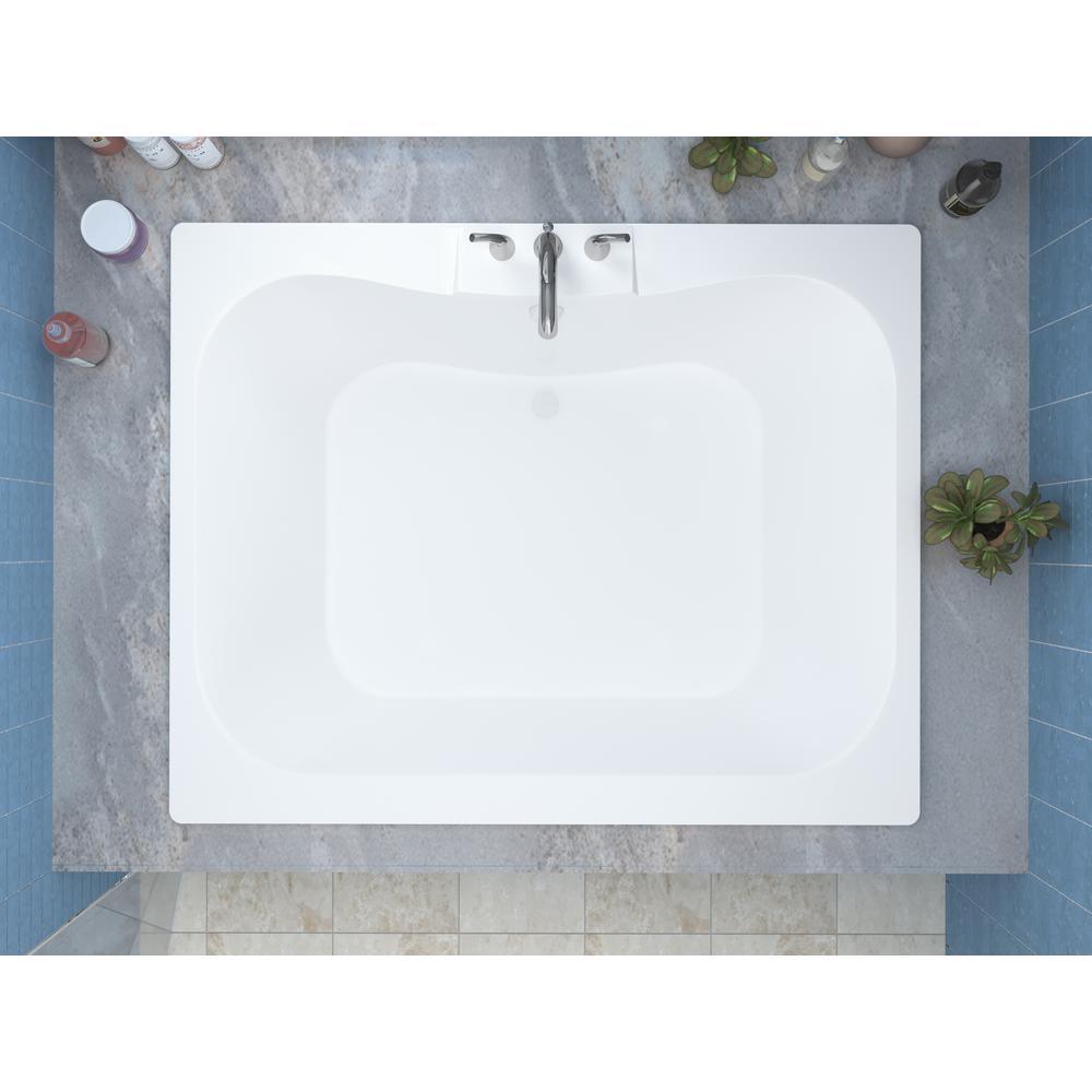 Rhode 5 ft. Acrylic Center Drain Rectangular Drop-in Non-Whirlpool Bathtub in White - Super Arbor