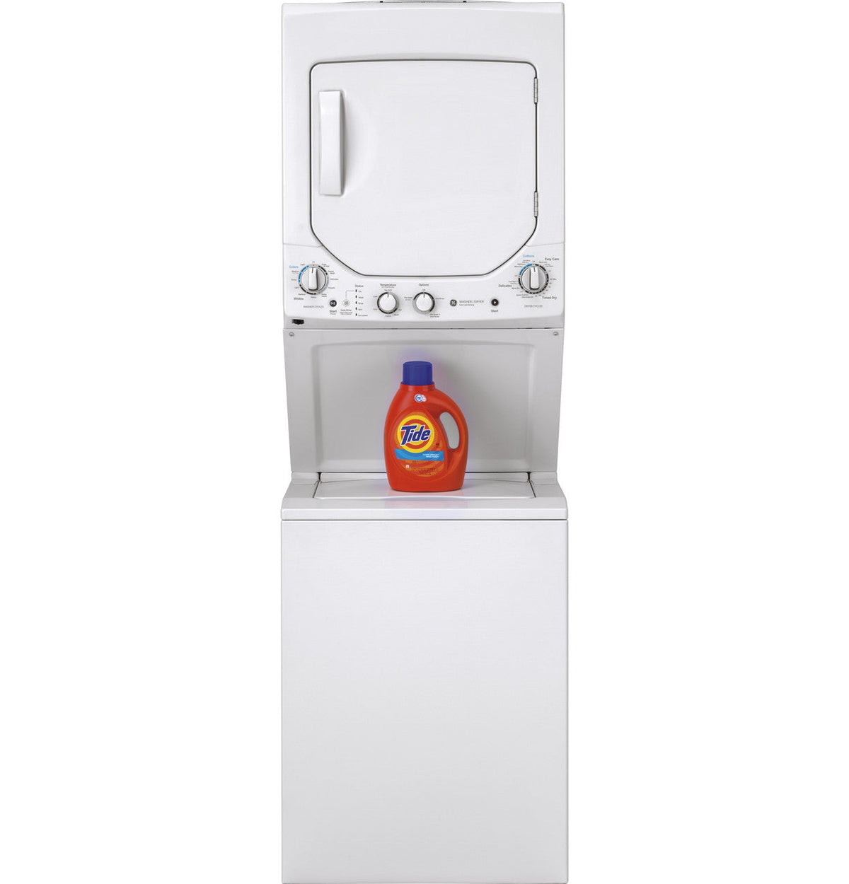 GE White Laundry Center with 2.3 cu. ft. Washer and 4.4 cu. ft. 240-Volt Vented Electric Dryer, GUD24ESSMWW