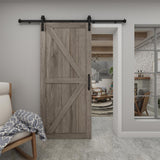 37 in. x 84 in. Artisan Grey Vinyl Finish Sliding Barn Door with Black Hardware Kit - Super Arbor