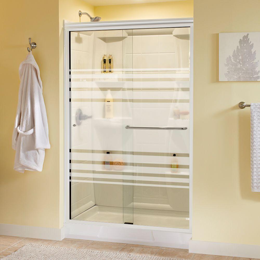 Simplicity 48 in. x 70 in. Semi-Frameless Traditional Sliding Shower Door in Bronze with Clear Glass - Super Arbor