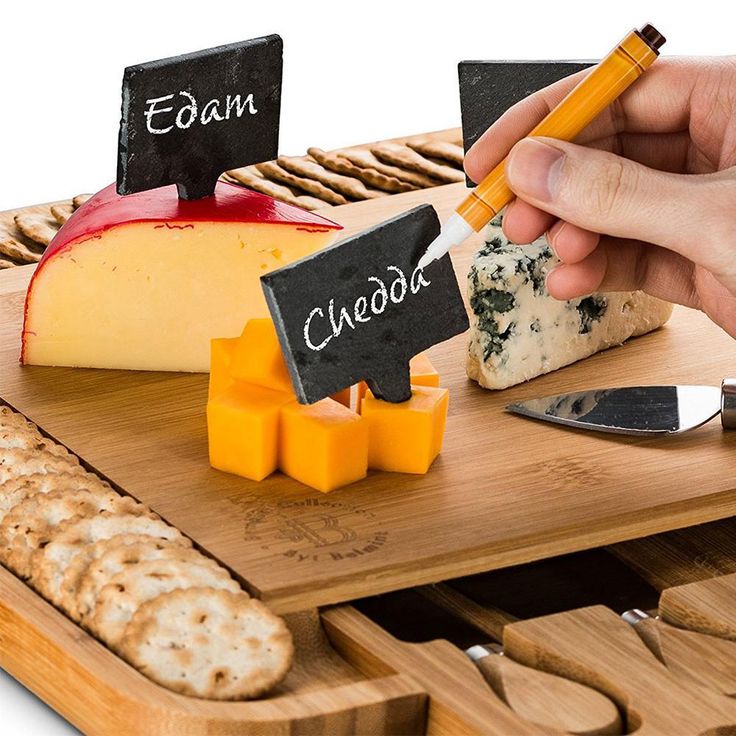 Bamboo Cheese Board and Cutlery Set with Slide Out Drawer