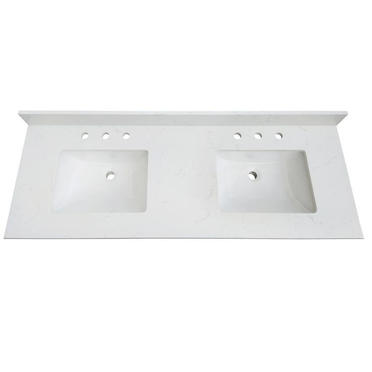 73 in. W x 22 in. D x 0.75 in. H Quartz Vanity Top in Carrara White with White Basins