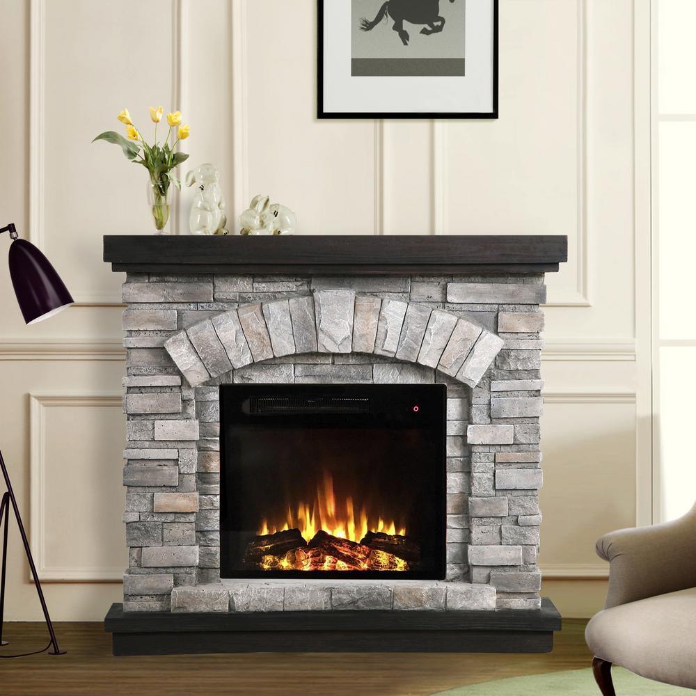 36 in. Freestanding Electric Fireplace in Tan - Super Arbor