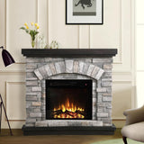 36 in. Freestanding Electric Fireplace in Tan - Super Arbor